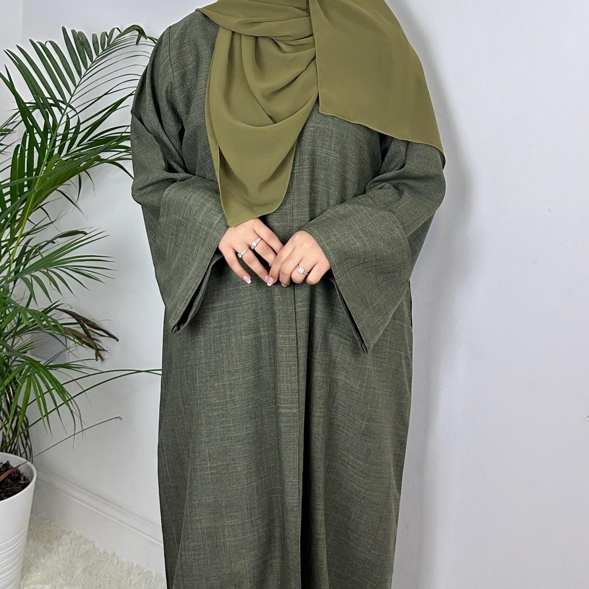 Rawdah Linen Open Abaya