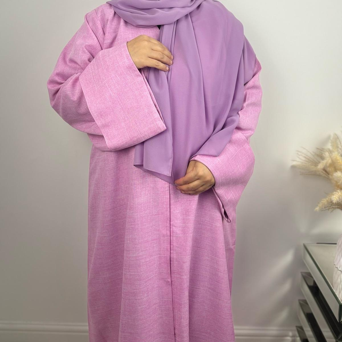Rawdah Linen Open Abaya