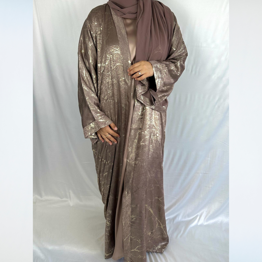 Rawdah Metallic Abaya with Inner Dress