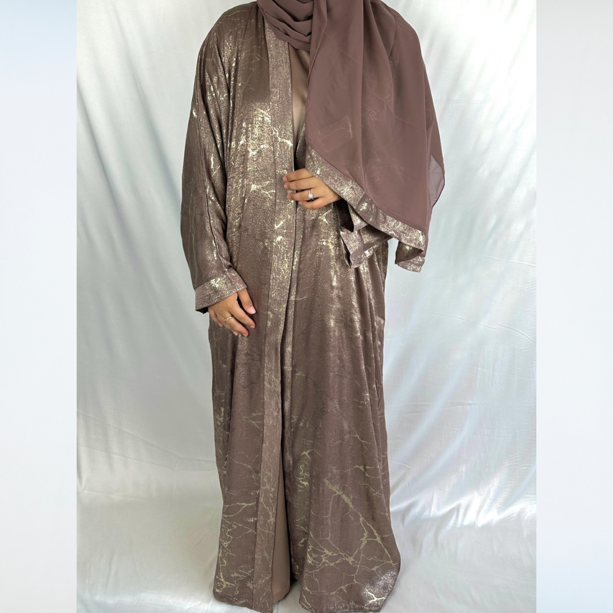 Rawdah Metallic Abaya with Inner Dress