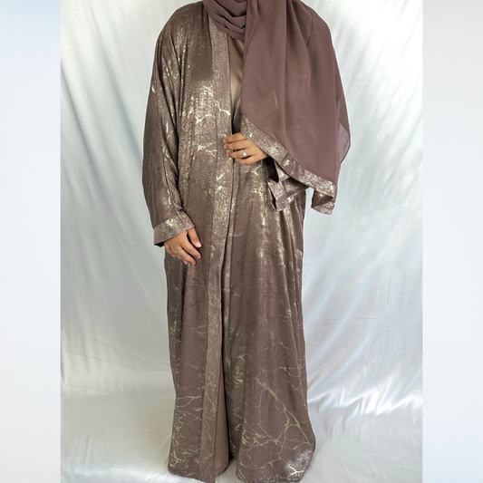 Rawdah Metallic Abaya with Inner Dress