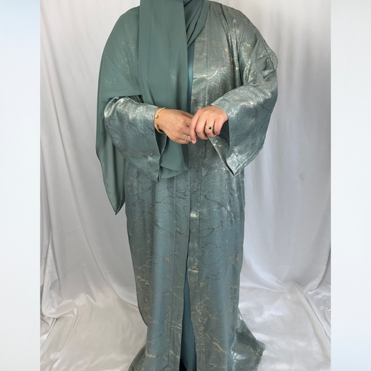 Rawdah Metallic Abaya with Inner Dress