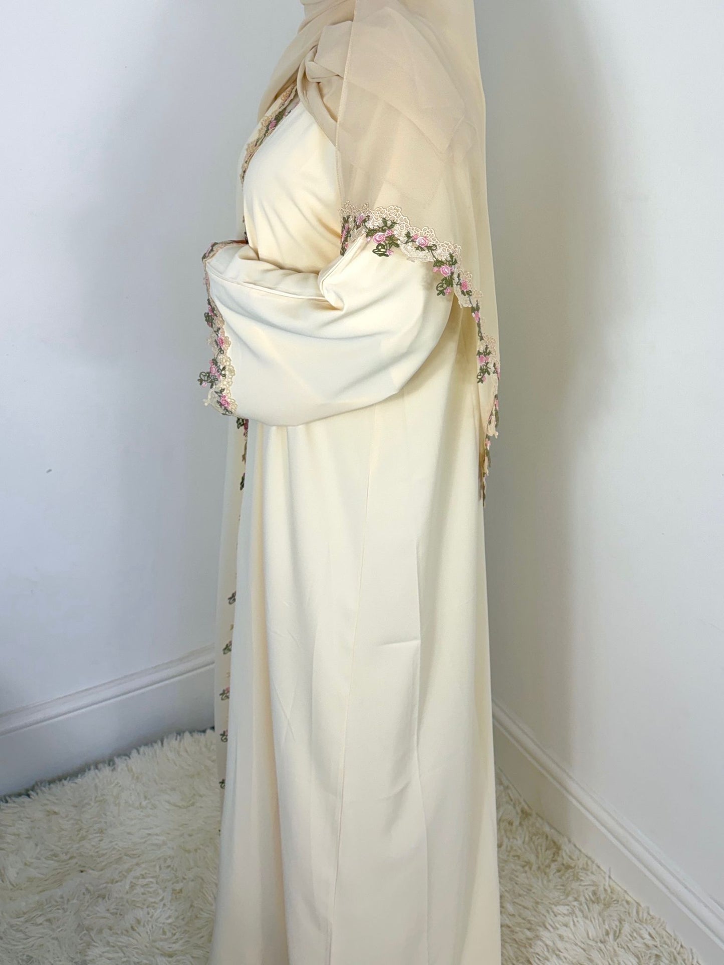 Rawdah Nida Lace Abaya set with inner slip dress