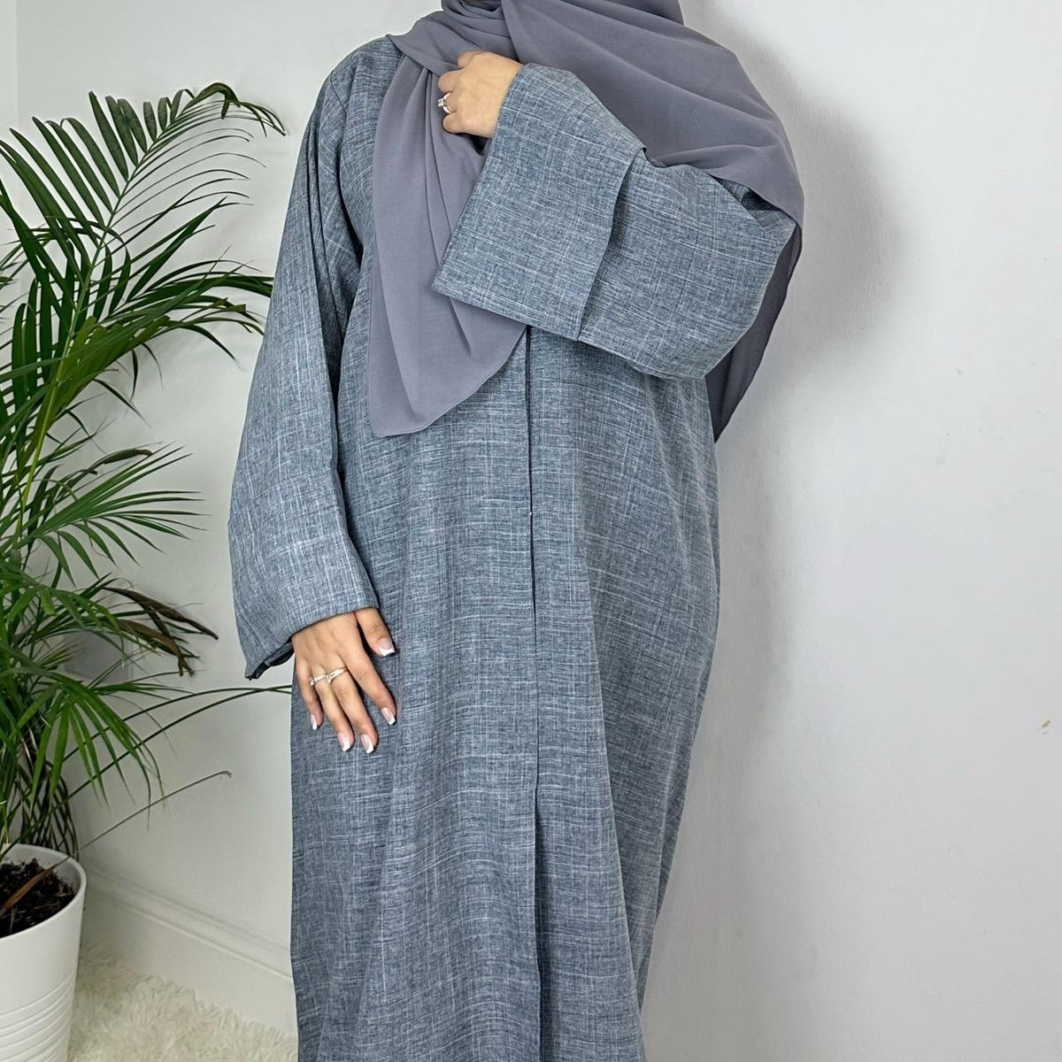 Rawdah Linen Open Abaya