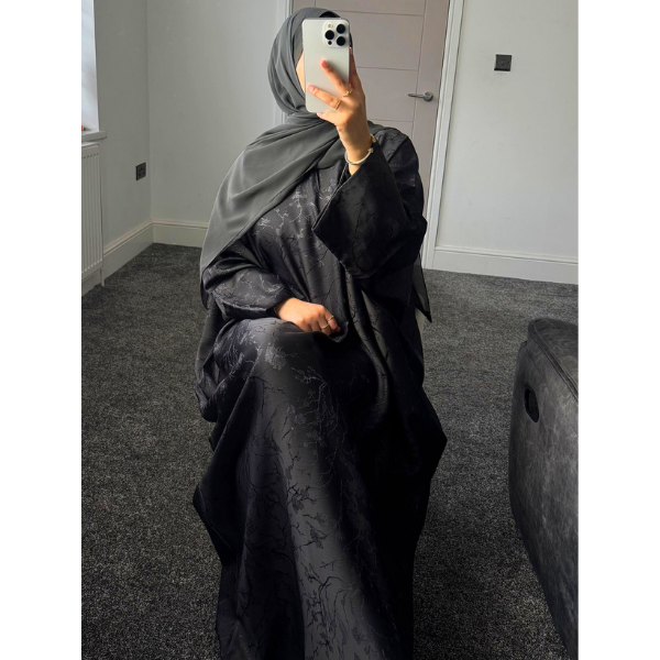 Rawdah Jaquard Butterfly Batwing Abaya