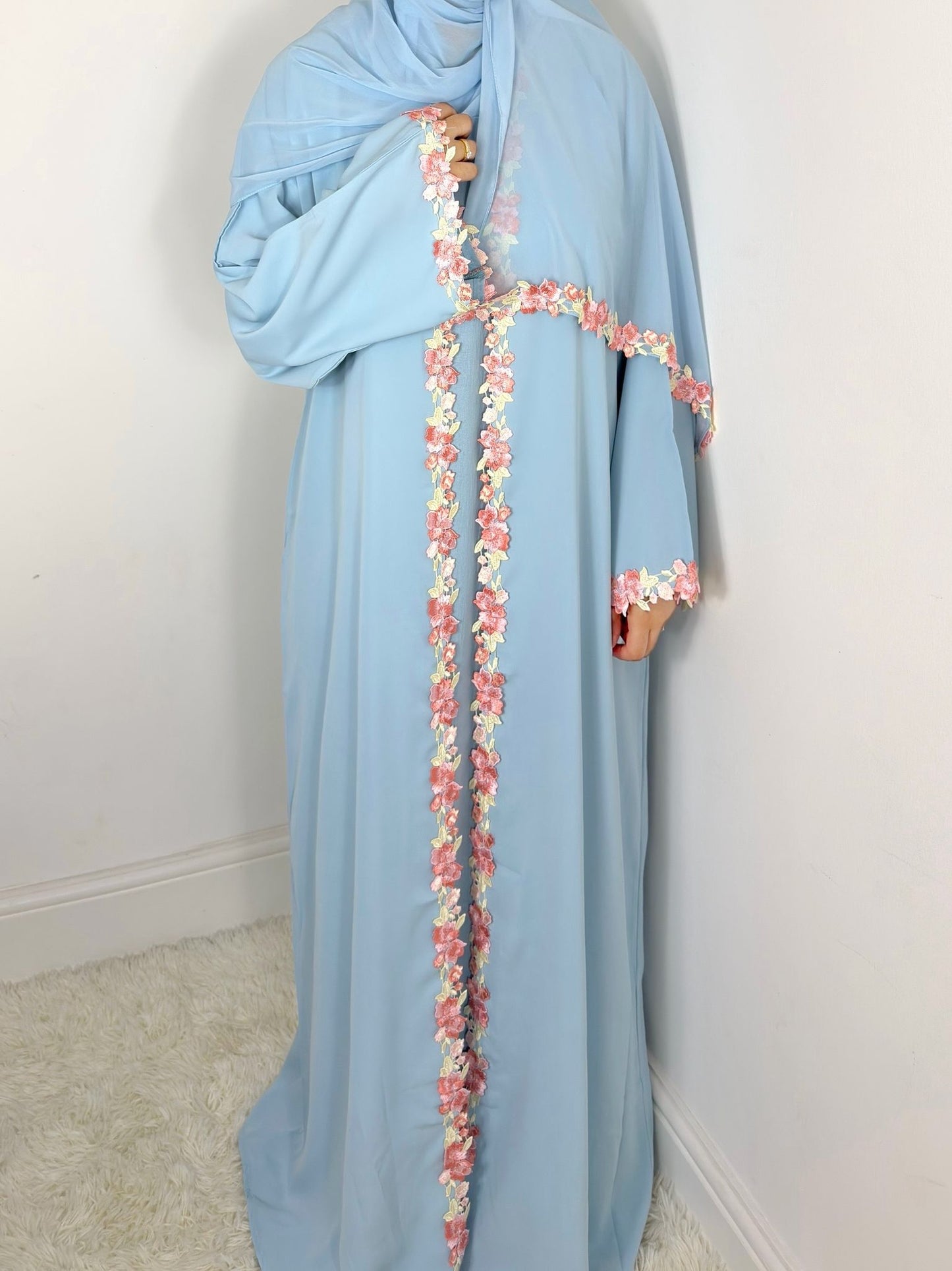 Rawdah Nida Lace Abaya set with inner slip dress