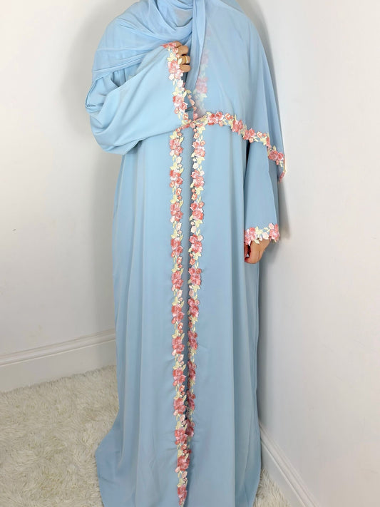 Rawdah Nida Lace Abaya set with inner slip dress