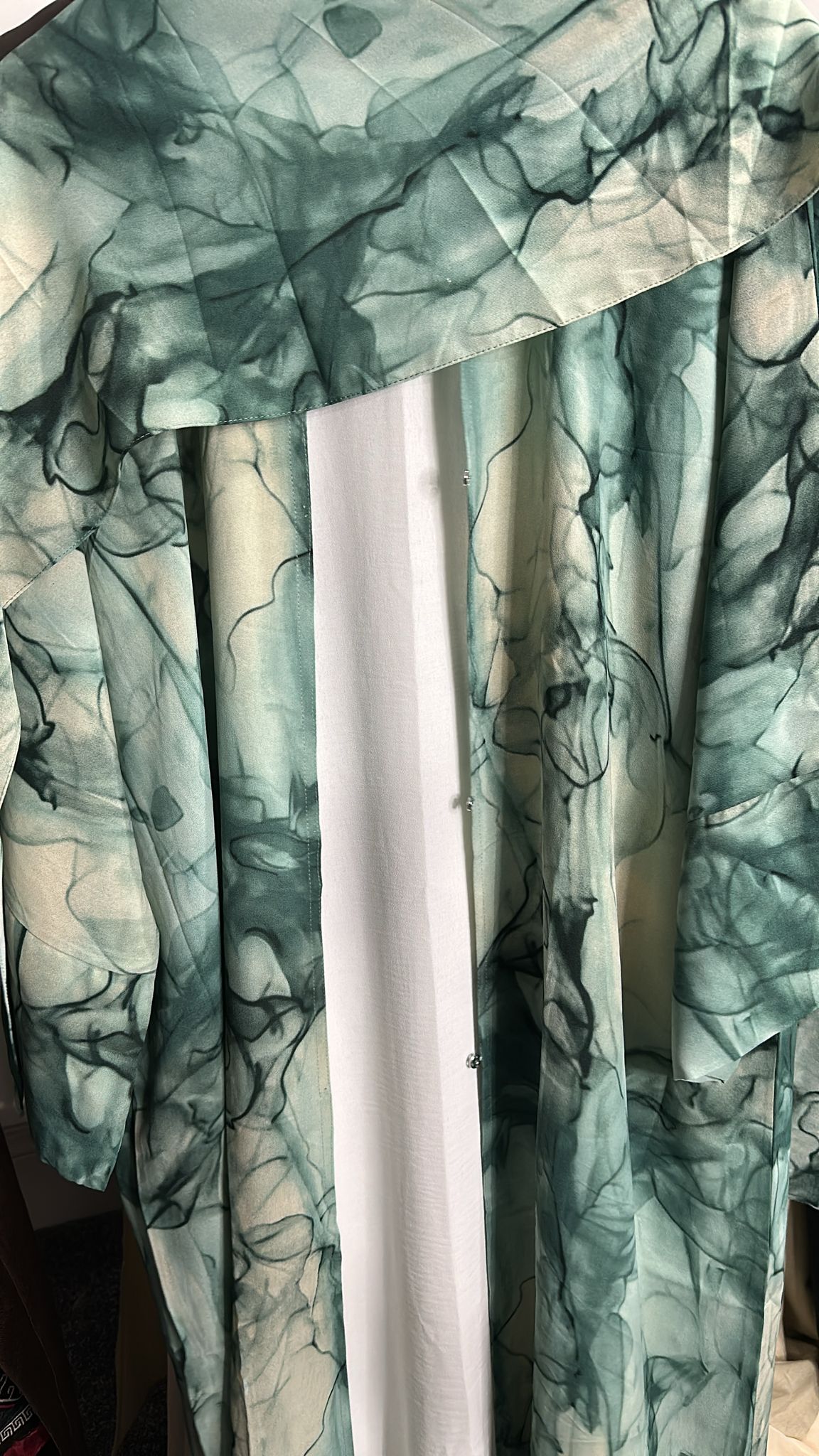Rawdah Marble Print Abaya with Inner Dress - 4pcs